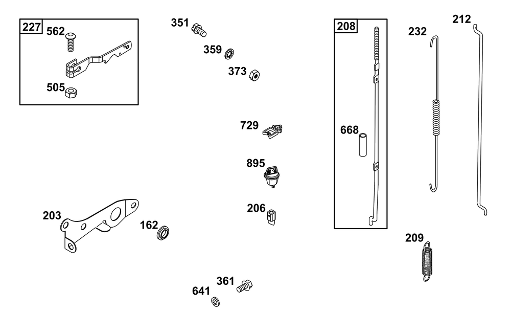 Controls Group Diagram and Parts List for 326431-3521-08 200000 - 399999 Briggs and Stratton Engine